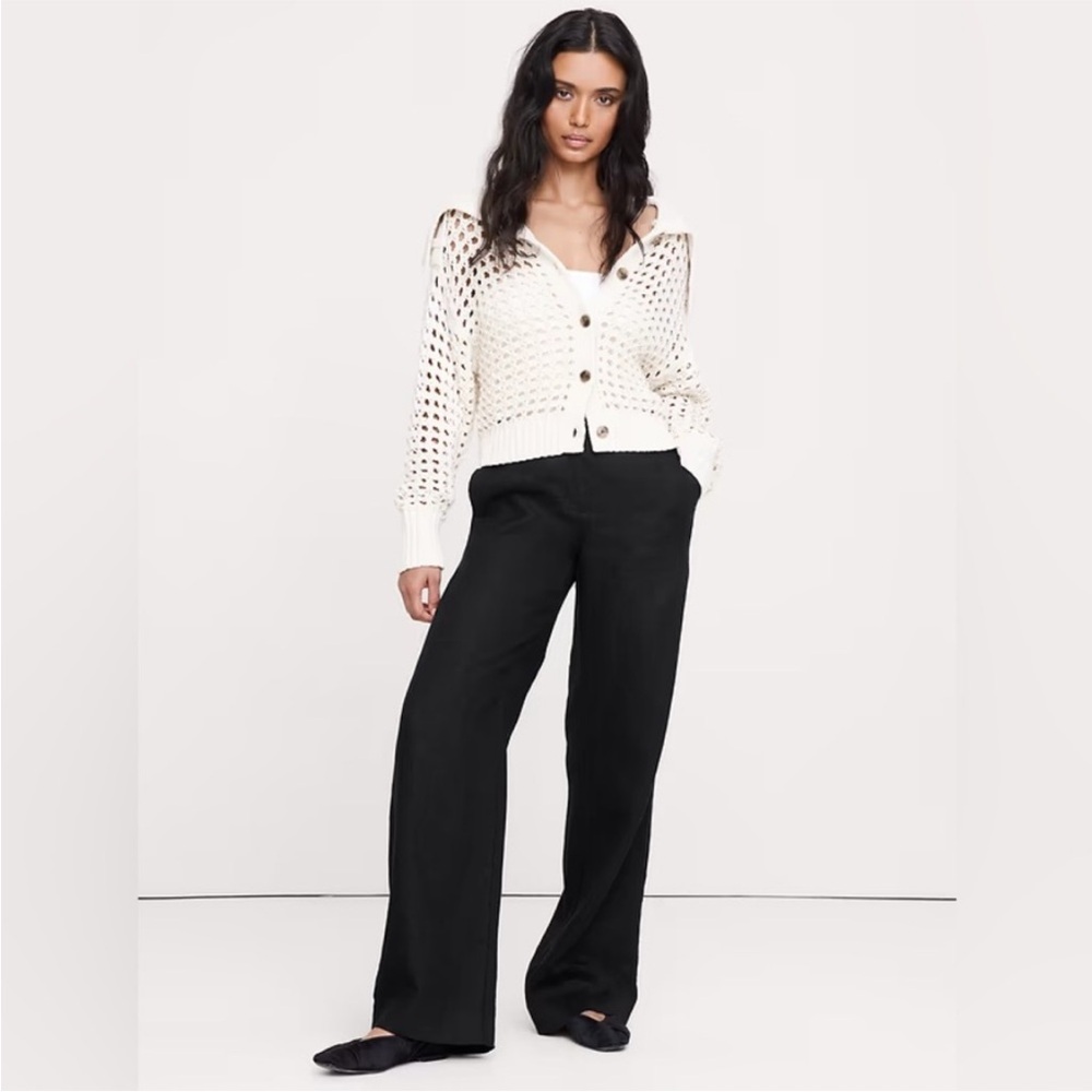 NWT! Banana Republic The Everyday Wide-Leg Pant in Linen- 🖤Medium Tall 892686